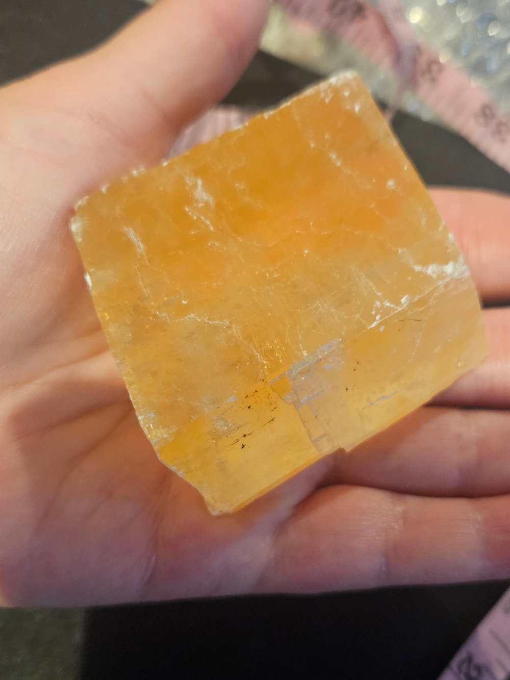 Natural Yellow Calcite Crystal Cube
